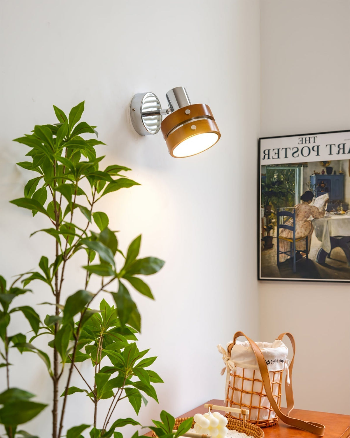 Avenor Premium Noordse kunst Walnoot wandlamp