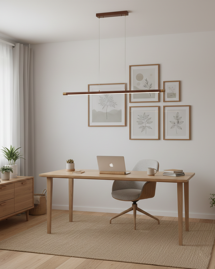 Dash houten hanglamp met lange balkvorm