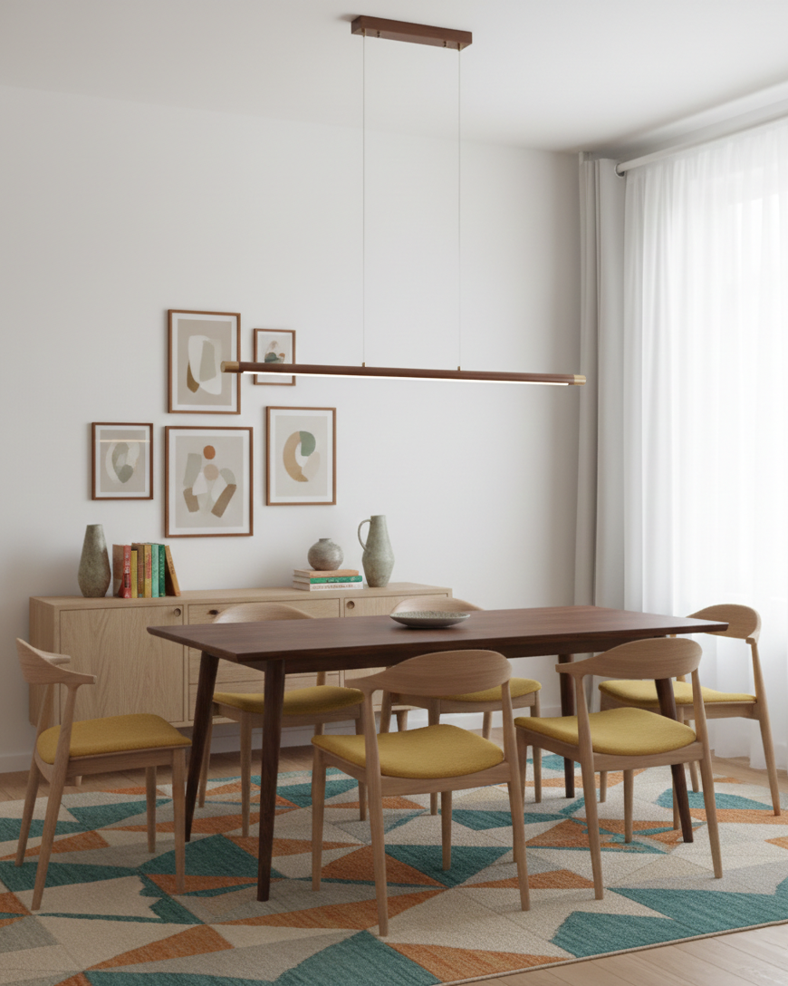 Dash houten hanglamp met lange balkvorm