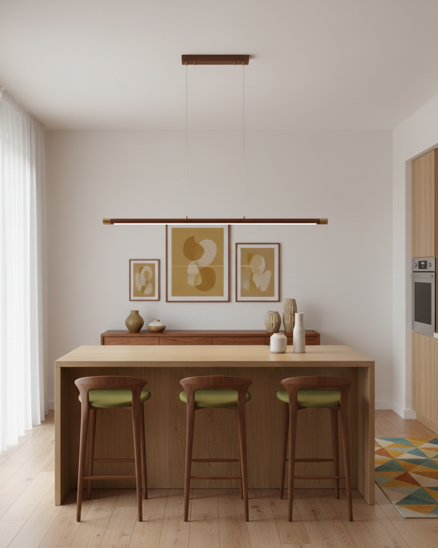 Dash houten hanglamp met lange balkvorm