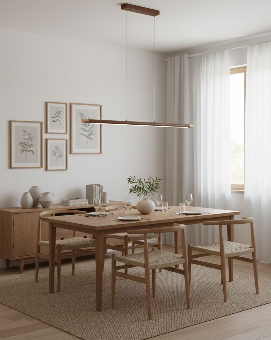 Dash houten hanglamp met lange balkvorm