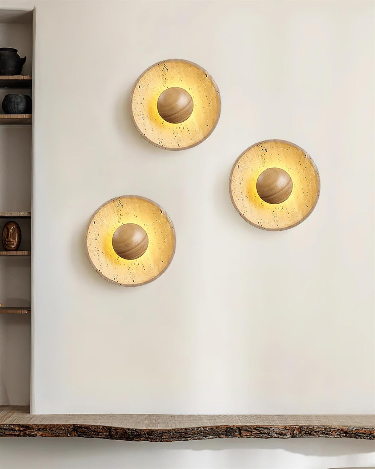 Norvian wandlamp rond travertin minimalistisch