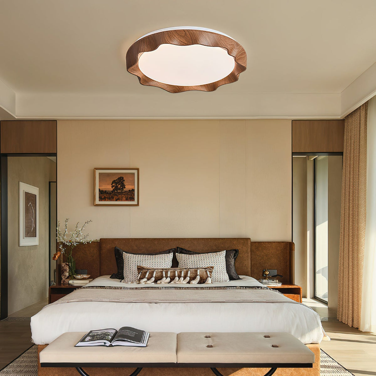 Kerio plafondlamp in walnootkleur