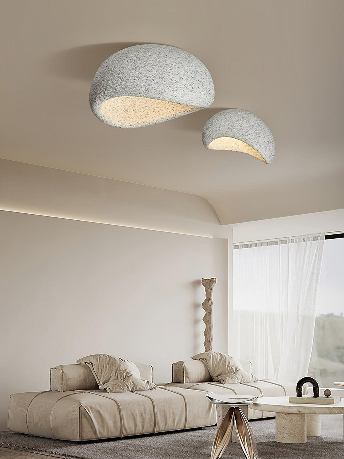 Rivenira plafondlamp met Japanse Wabi-Sabi Maan