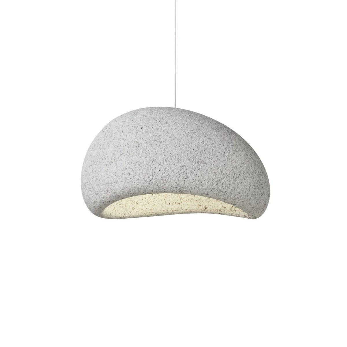 Tsukiyo Wabi-Sabi hanglamp met onregelmatige gebogen kap en gespikkelde textuur