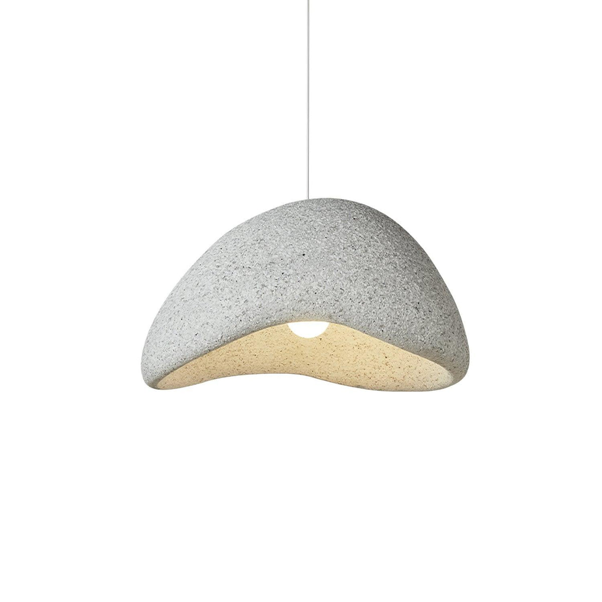 Tsukiyo Wabi-Sabi hanglamp met onregelmatige gebogen kap en gespikkelde textuur