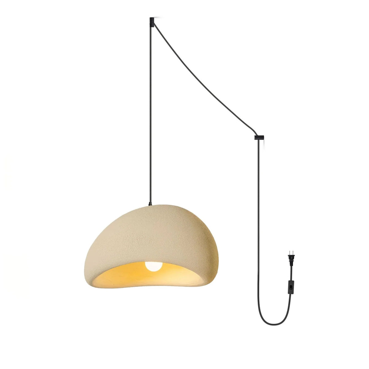 Ecor hanglamp kalkstenen halfrond met stekker in wabi-sabi stijl