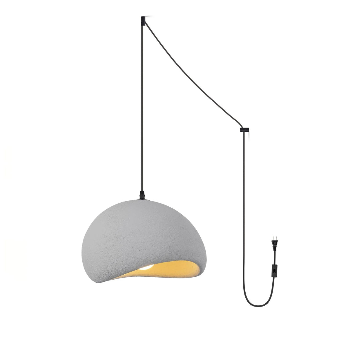 Ecor hanglamp kalkstenen halfrond met stekker in wabi-sabi stijl
