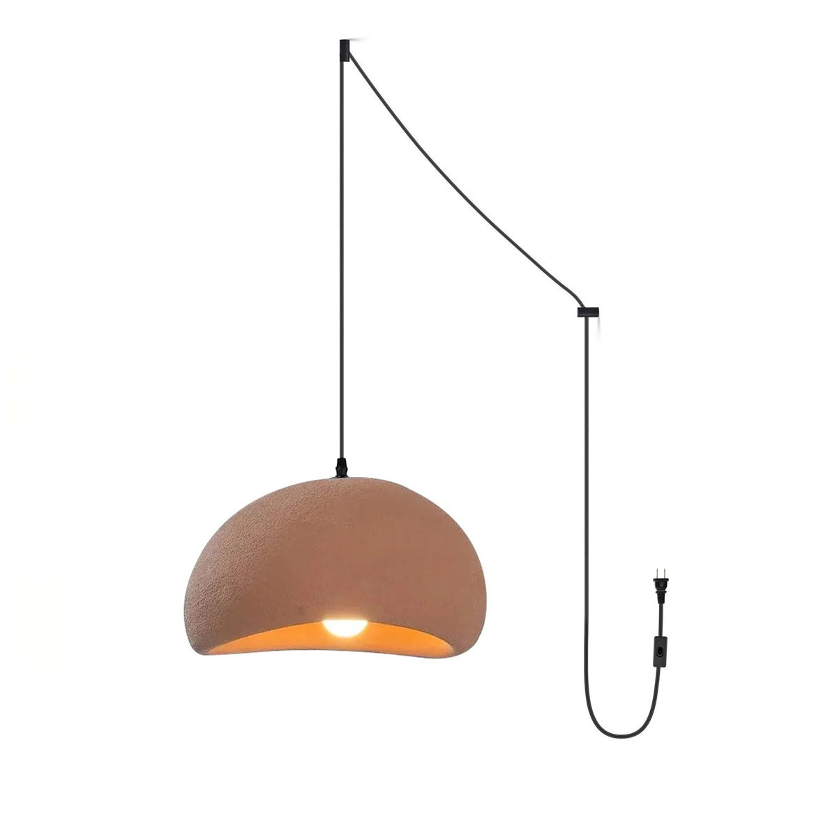 Ecor hanglamp kalkstenen halfrond met stekker in wabi-sabi stijl