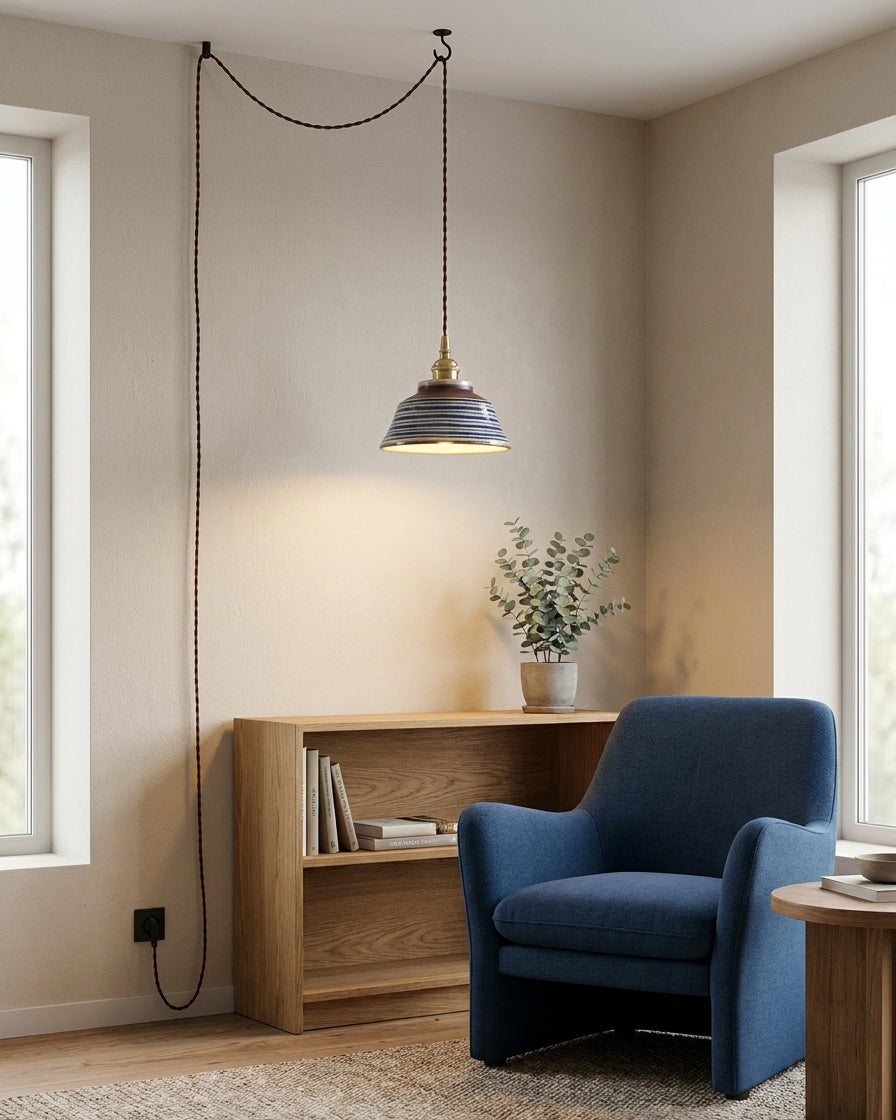 Indigo stekker-in hanglamp