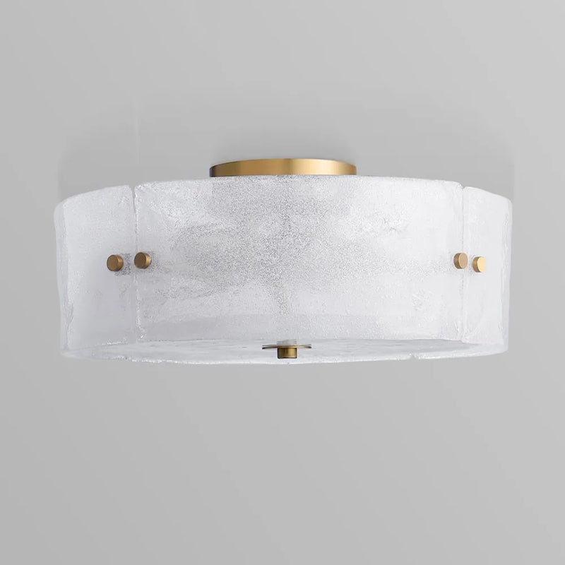 Velenella vlakke plafondlamp van glas van textuurglas