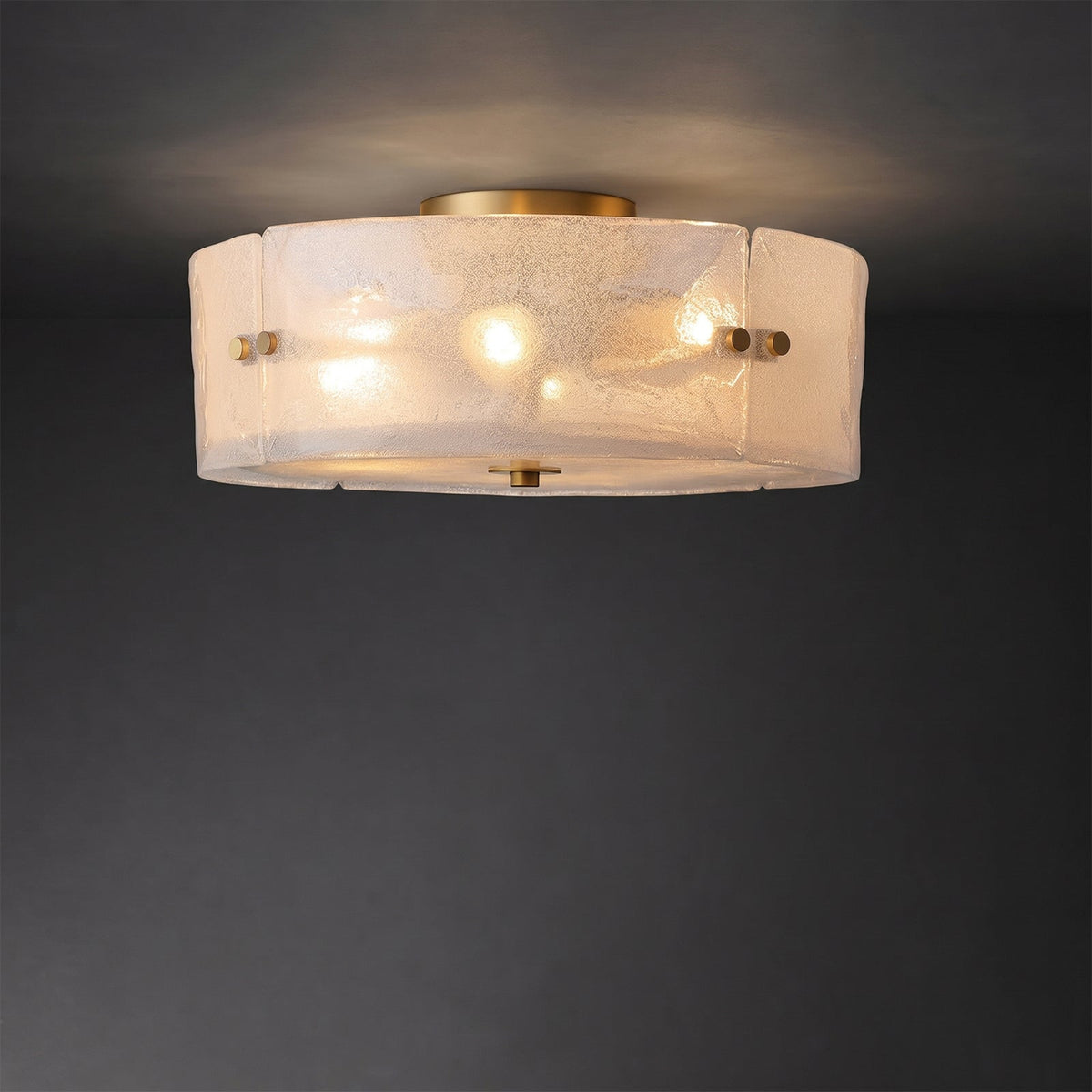 Velenella vlakke plafondlamp van glas van textuurglas