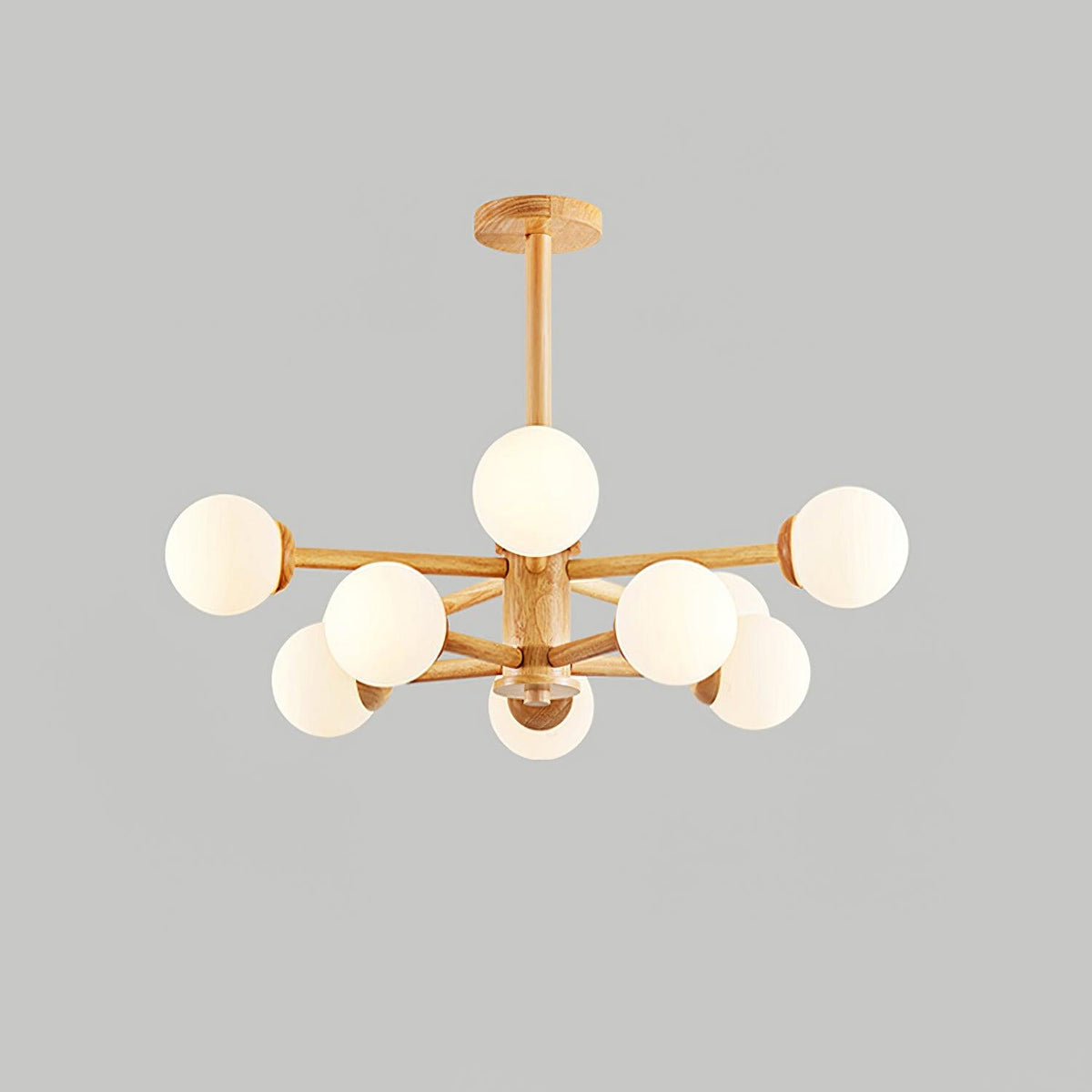 Kalds Kroonluchter Houten bollen Minimalistisch Natuurlijk