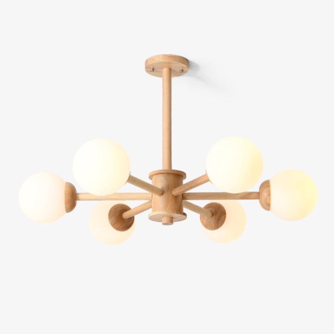 Kalds Kroonluchter Houten bollen Minimalistisch Natuurlijk