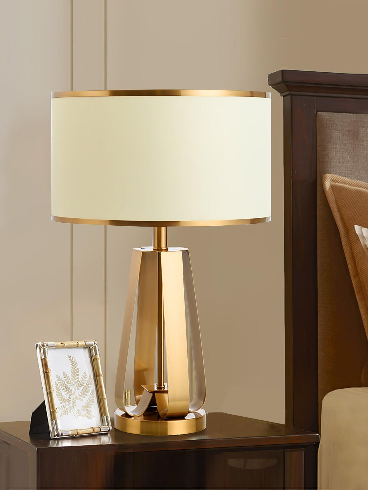 Linorira luxe stof tafellamp in goud