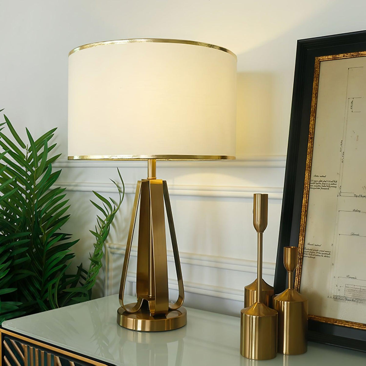 Linorira luxe stof tafellamp in goud