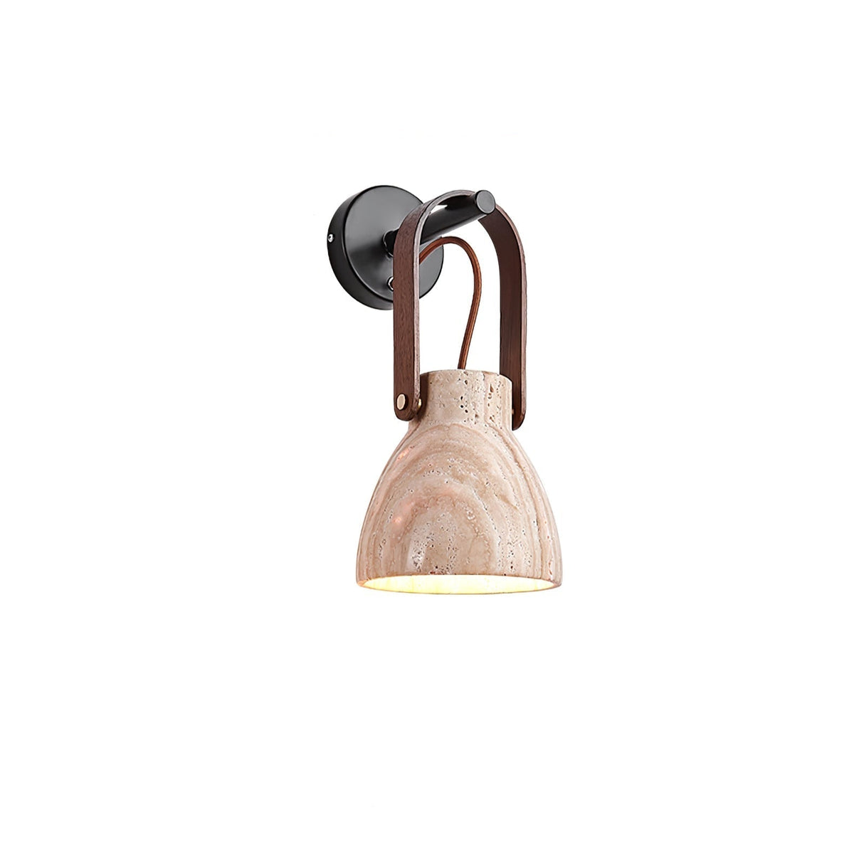 Tarix travertin wandlamp met Houten Handvat