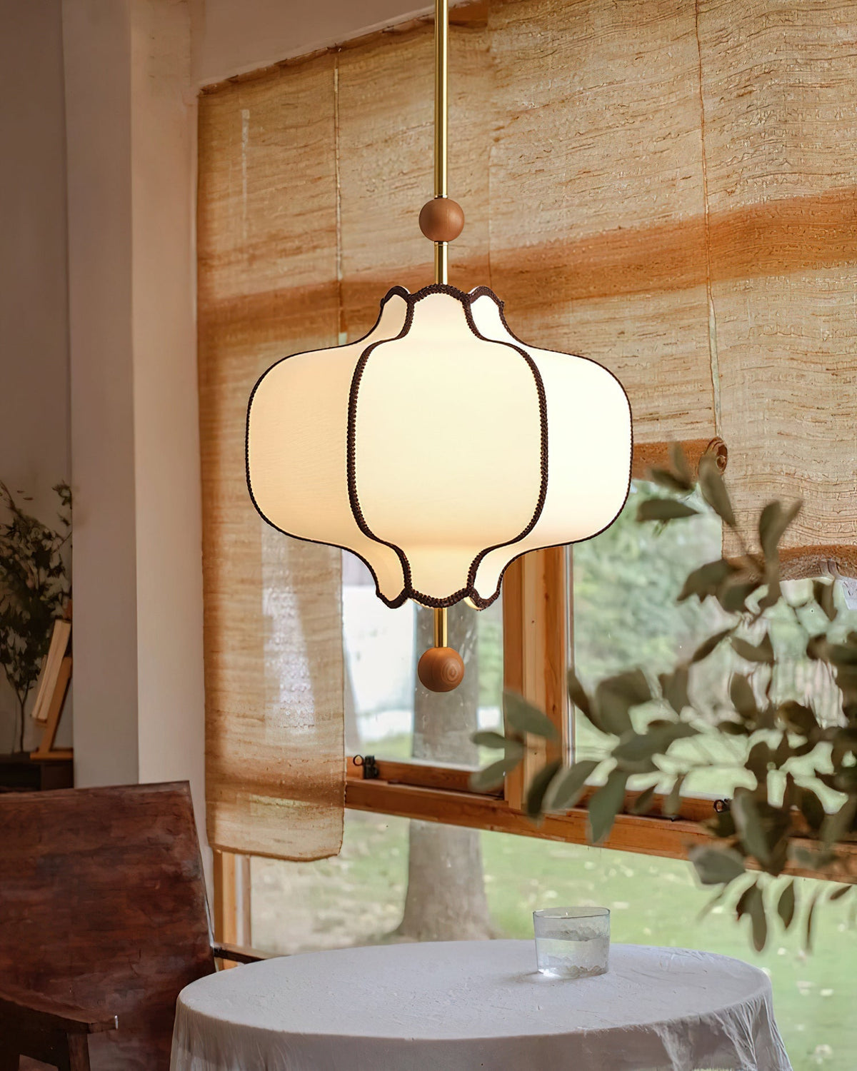 Miralielle hanglamp met lantaarnstof voor woonkamer