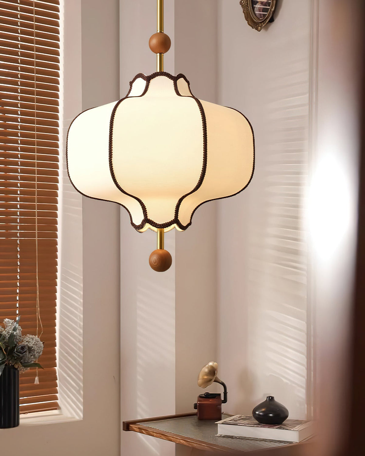 Miralielle hanglamp met lantaarnstof voor woonkamer