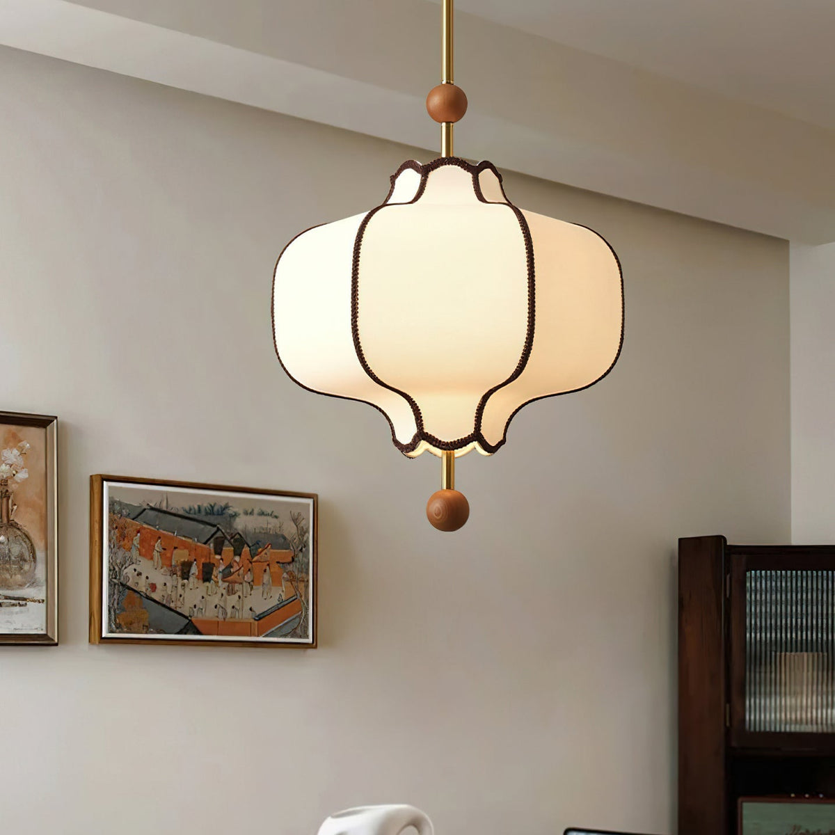 Miralielle hanglamp met lantaarnstof voor woonkamer