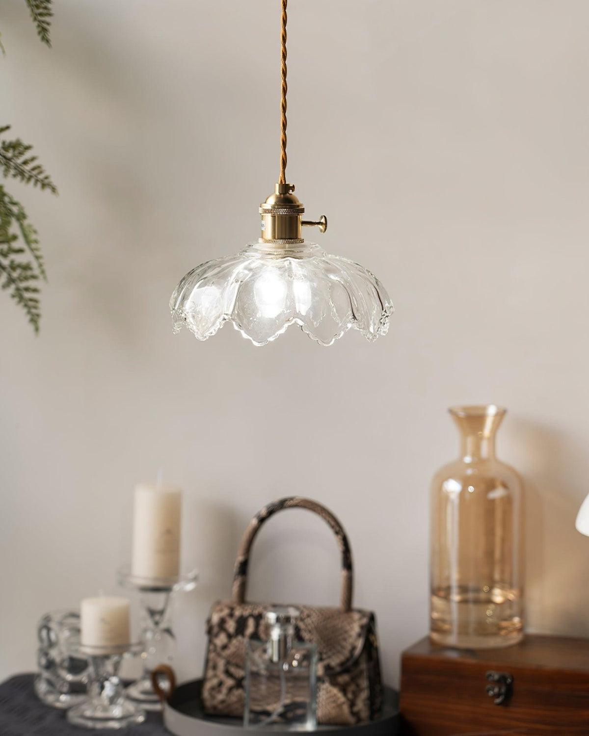 Limea Groene hanglamp met Bloemmotief van glas