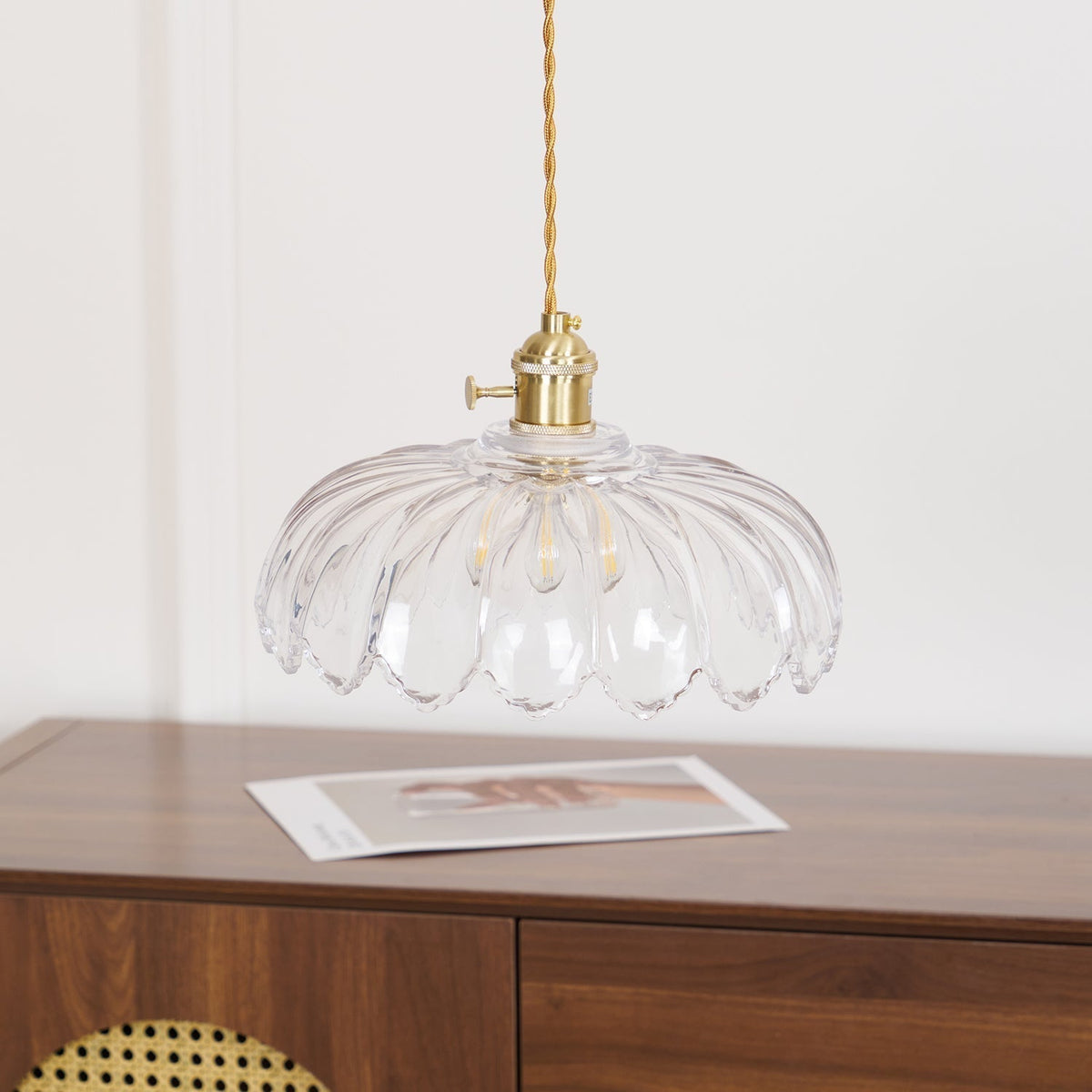 Limea Groene hanglamp met Bloemmotief van glas