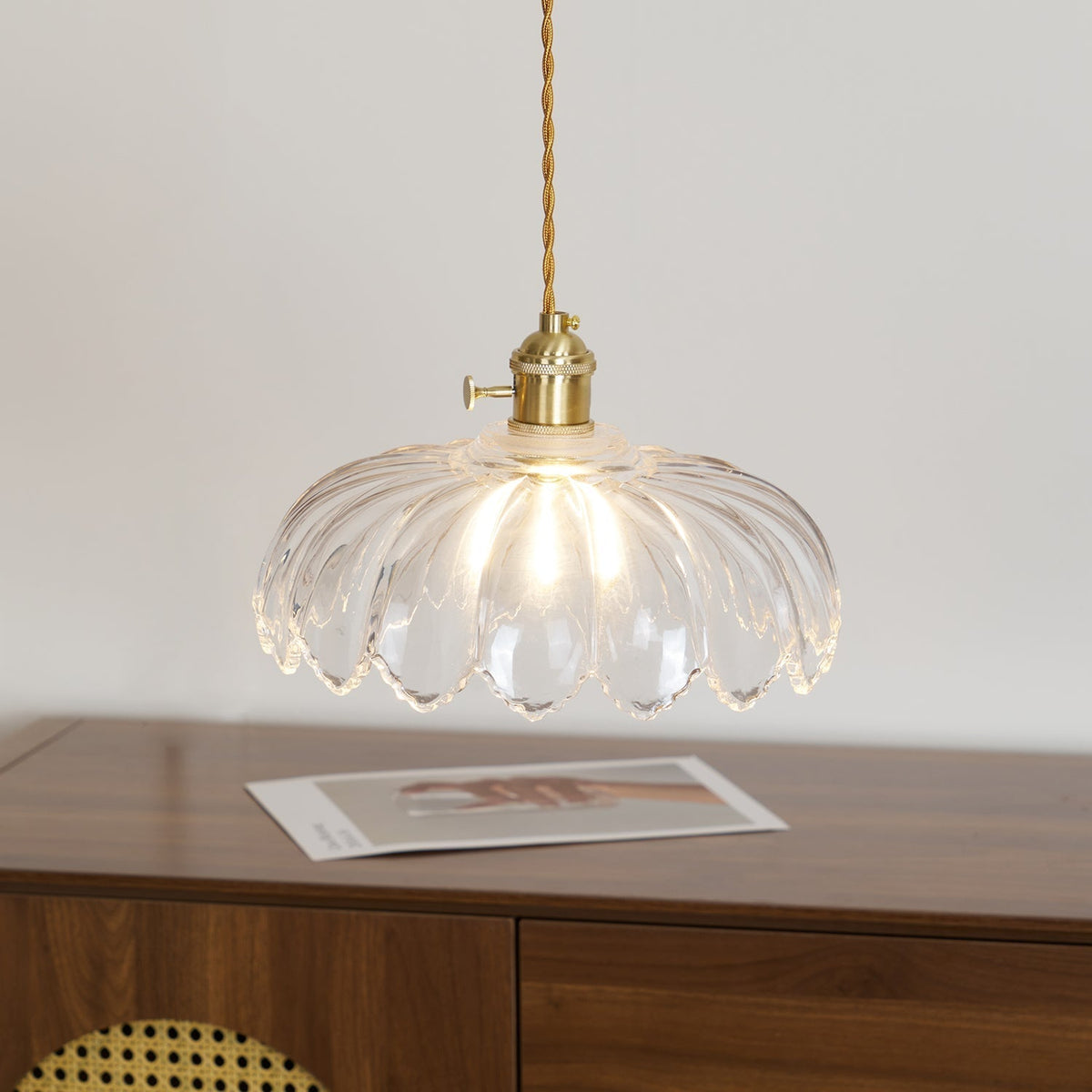 Limea Groene hanglamp met Bloemmotief van glas