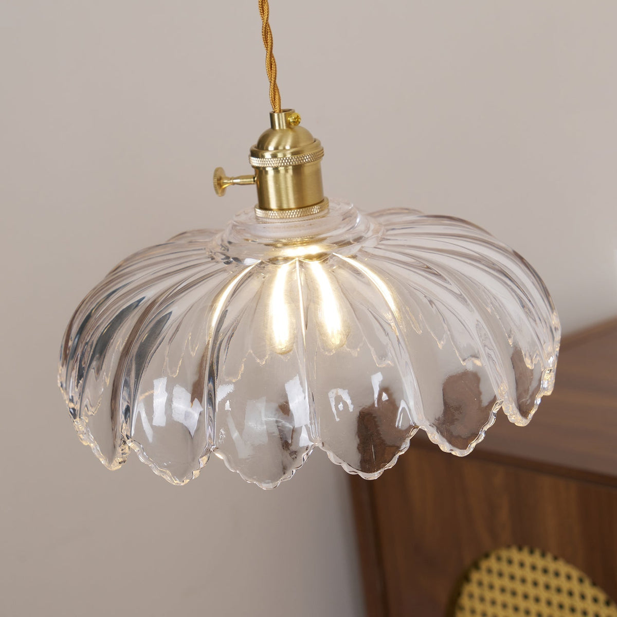 Limea Groene hanglamp met Bloemmotief van glas