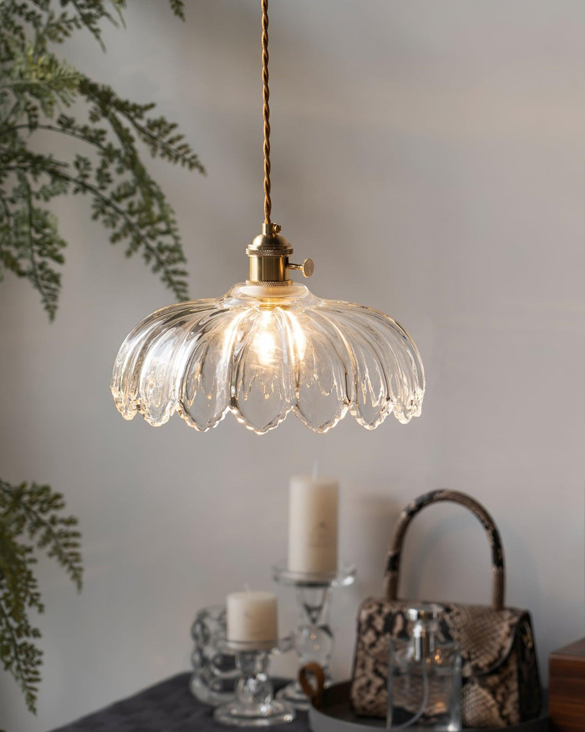 Limea Groene hanglamp met Bloemmotief van glas