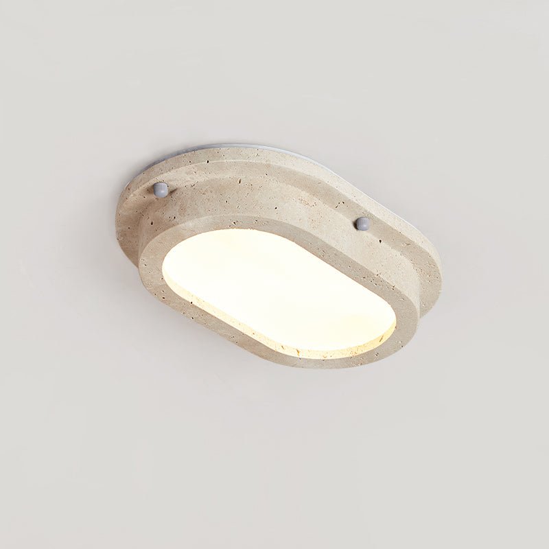 Remy minimalistische plafondlamp van geel travertin