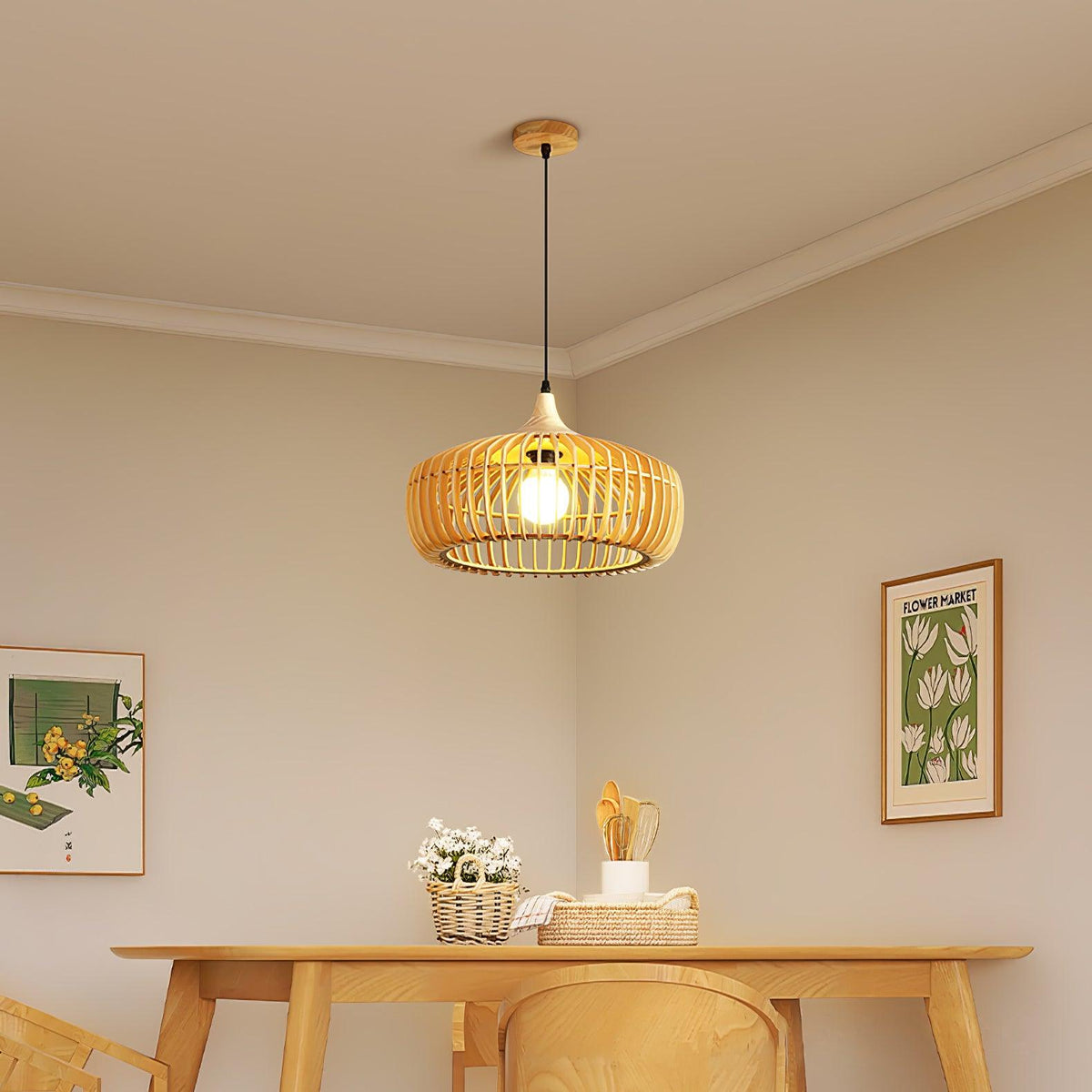 Lixu houten retro hanglamp