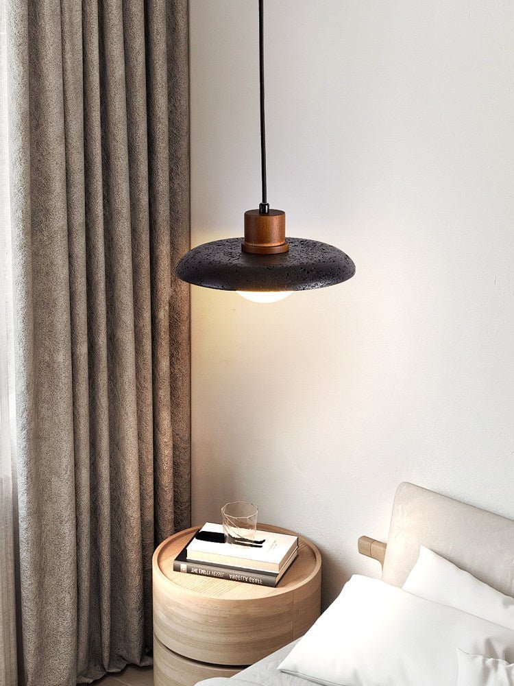 Podve zwarte travertin minimalistische hanglamp