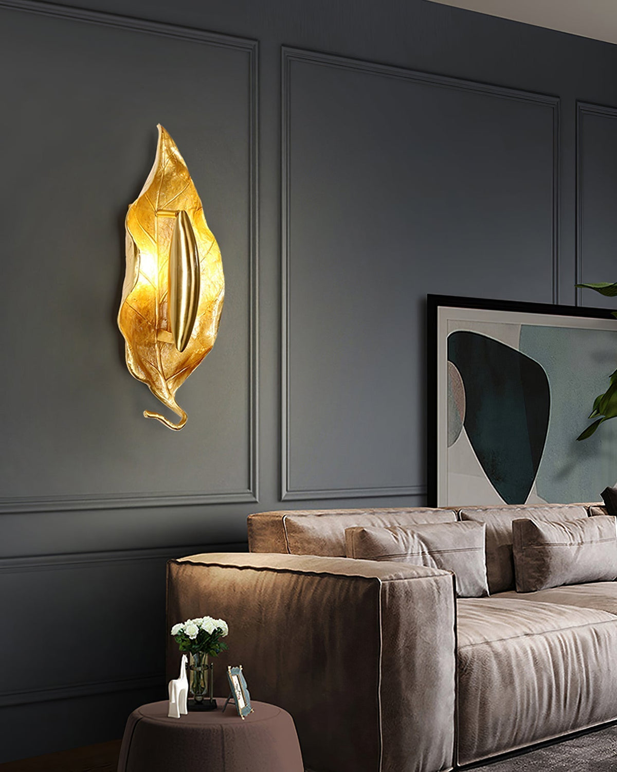 Corsel Noordse kunst Blad messing wandlamp