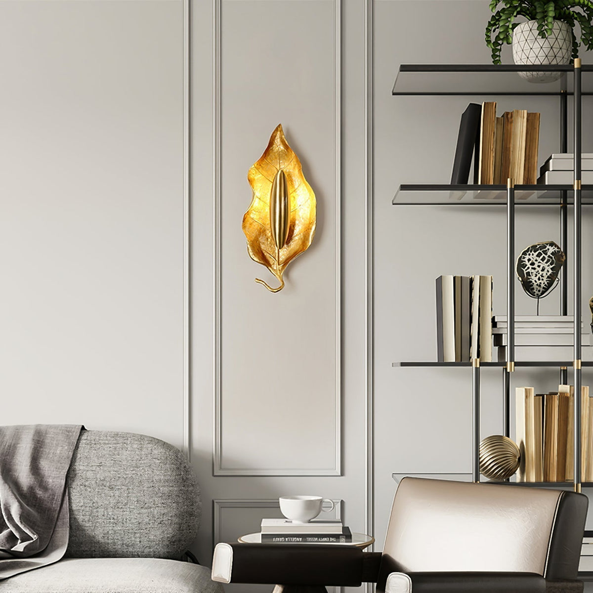 Corsel Noordse kunst Blad messing wandlamp