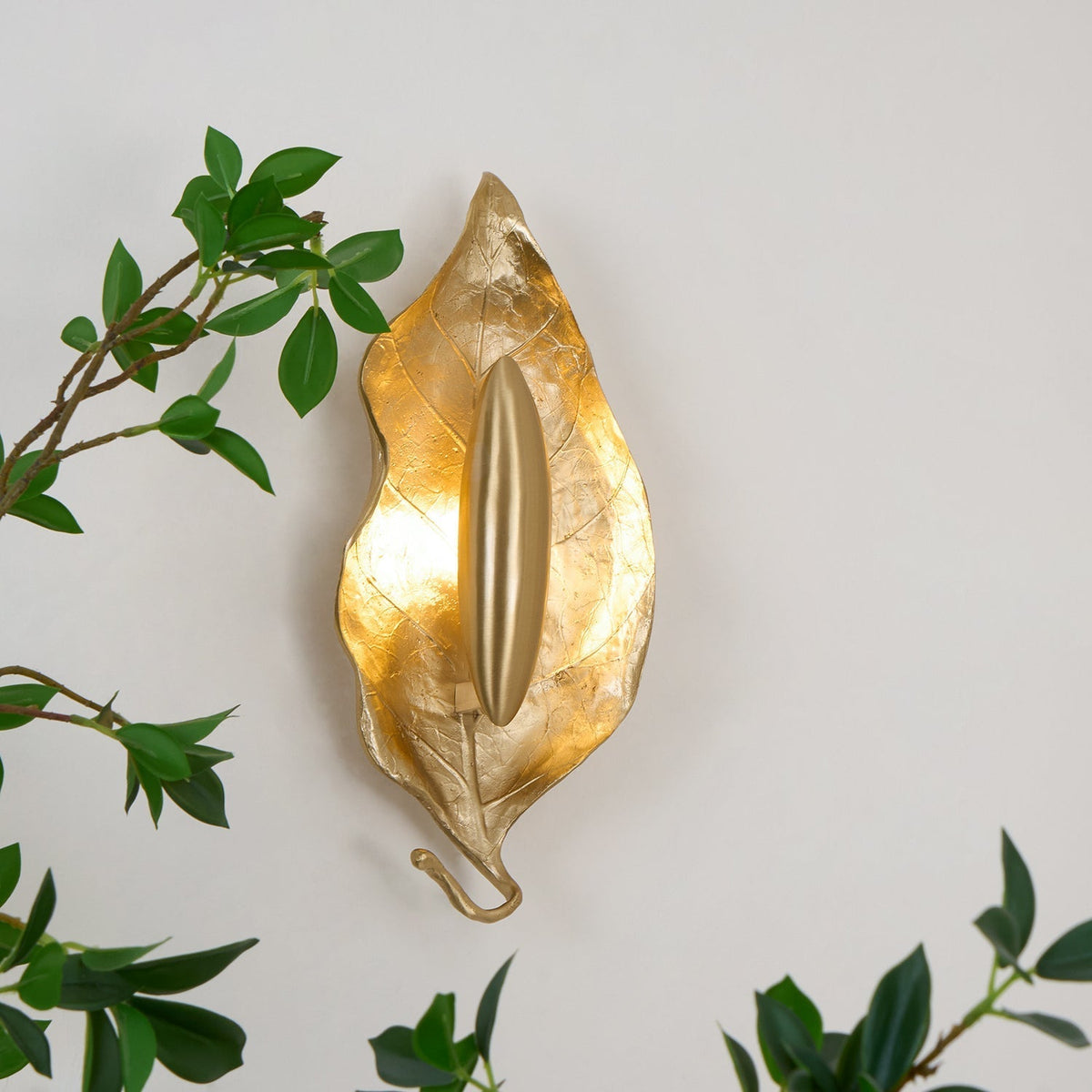 Corsel Noordse kunst Blad messing wandlamp