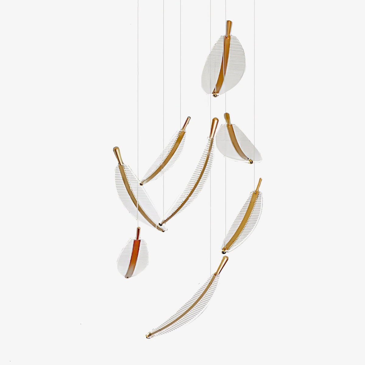 Kuo Kroonluchter Leaf Acryl Goud Elegante Moderne
