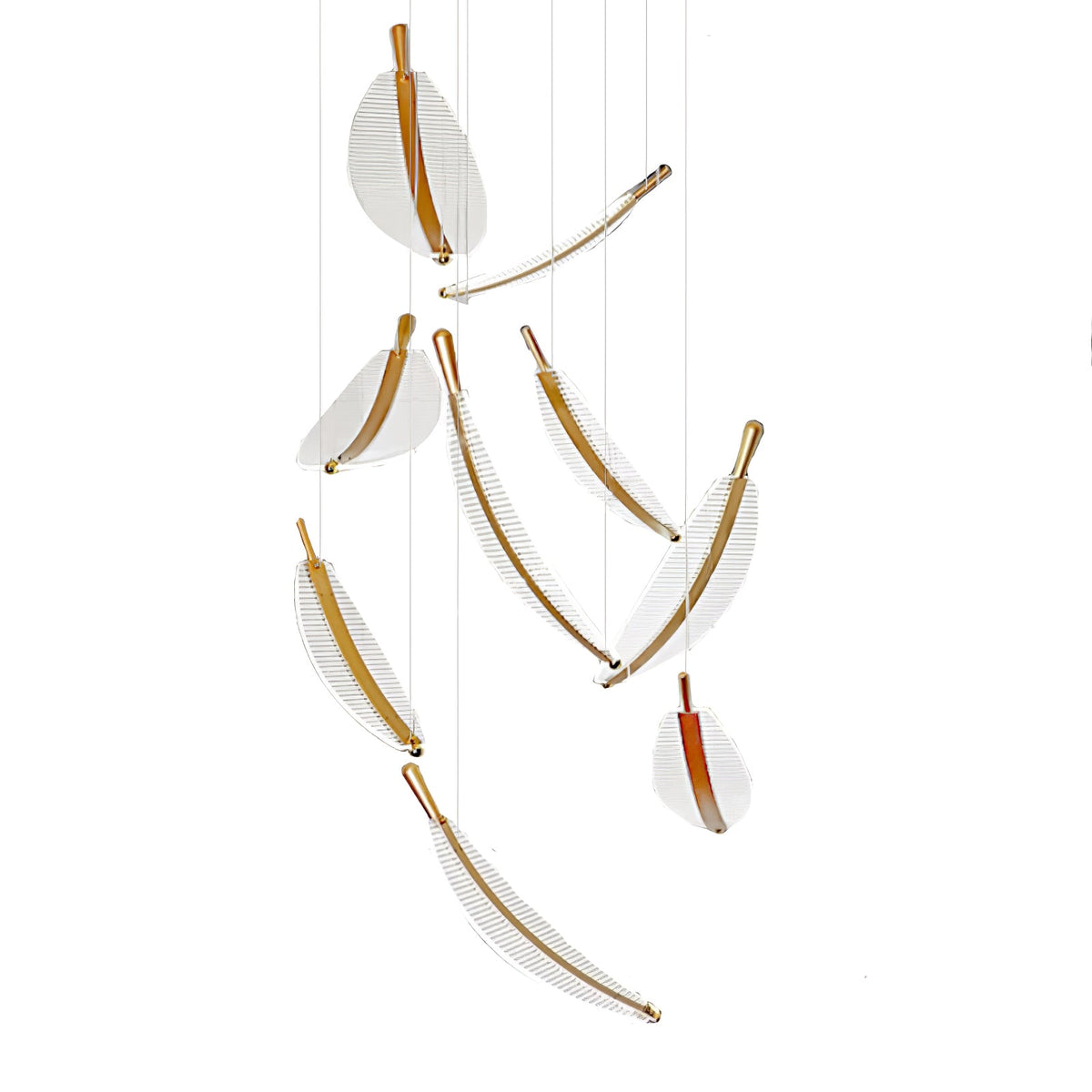Kuo Kroonluchter Leaf Acryl Goud Elegante Moderne