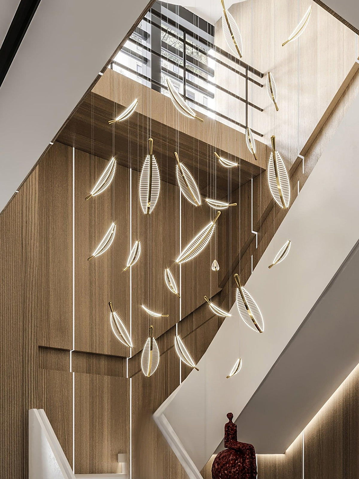 Kuo Kroonluchter Leaf Acryl Goud Elegante Moderne