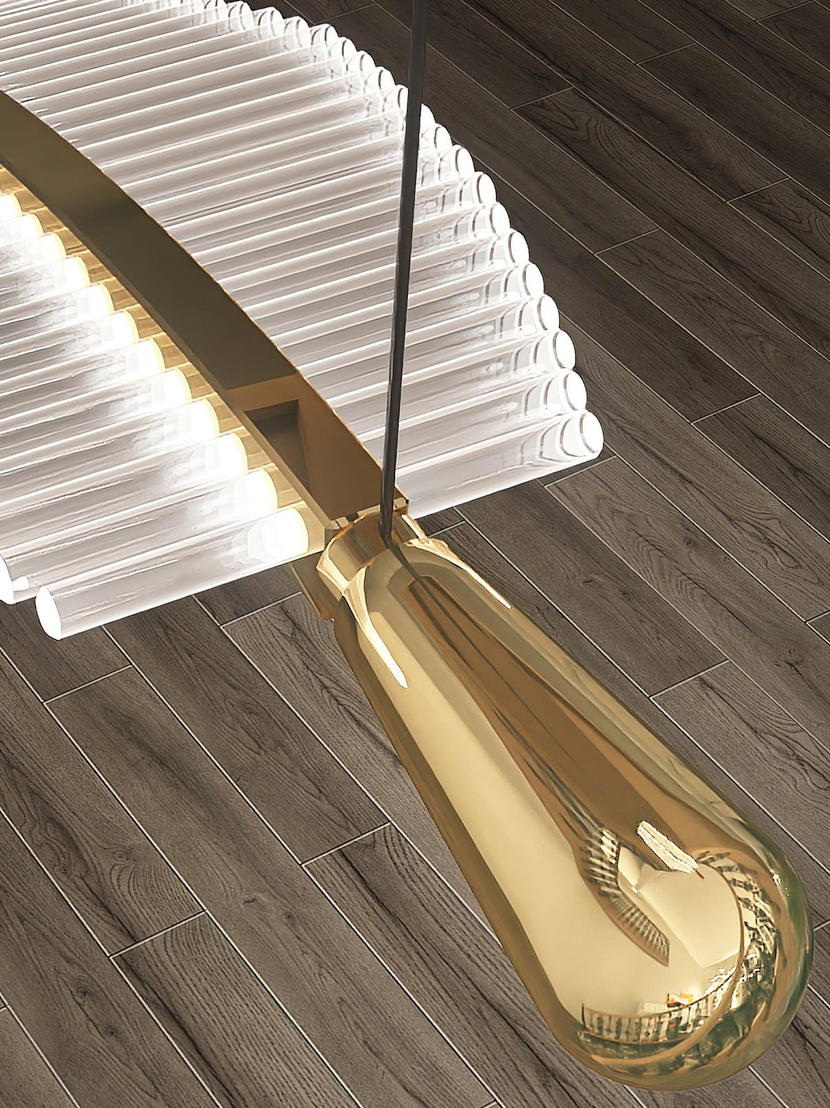 Kuo Kroonluchter Leaf Acryl Goud Elegante Moderne