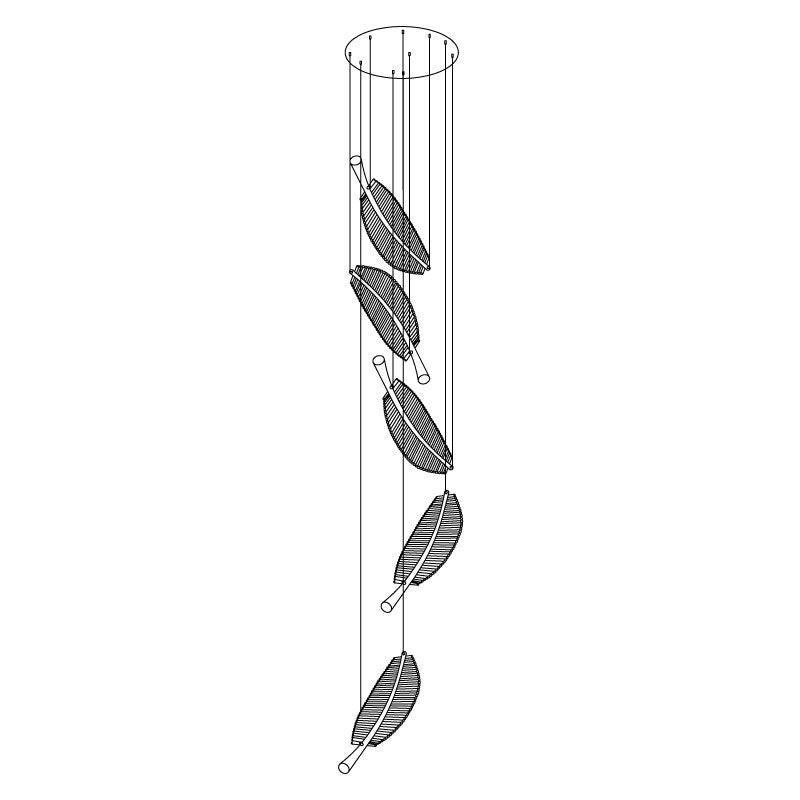 Kuo Kroonluchter Leaf Acryl Goud Elegante Moderne