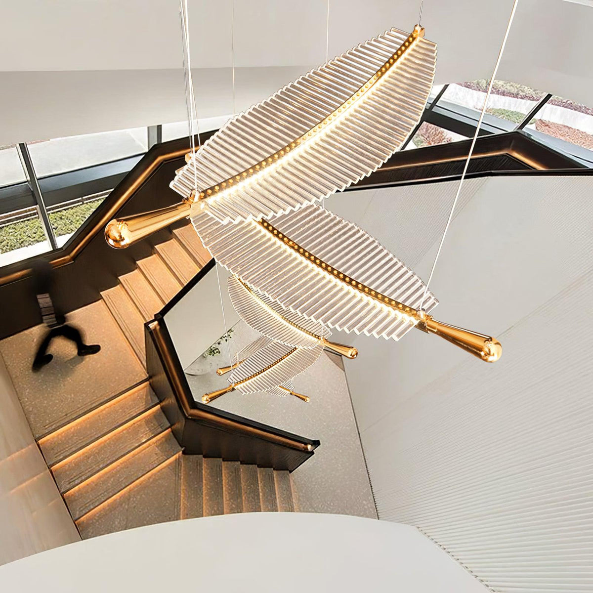 Kuo Kroonluchter Leaf Acryl Goud Elegante Moderne