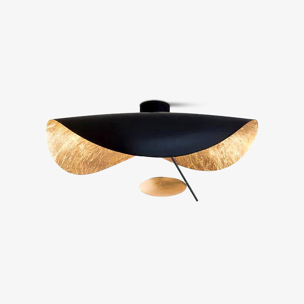 Solenena plafondlamp gebogen kap gouden binnenkant