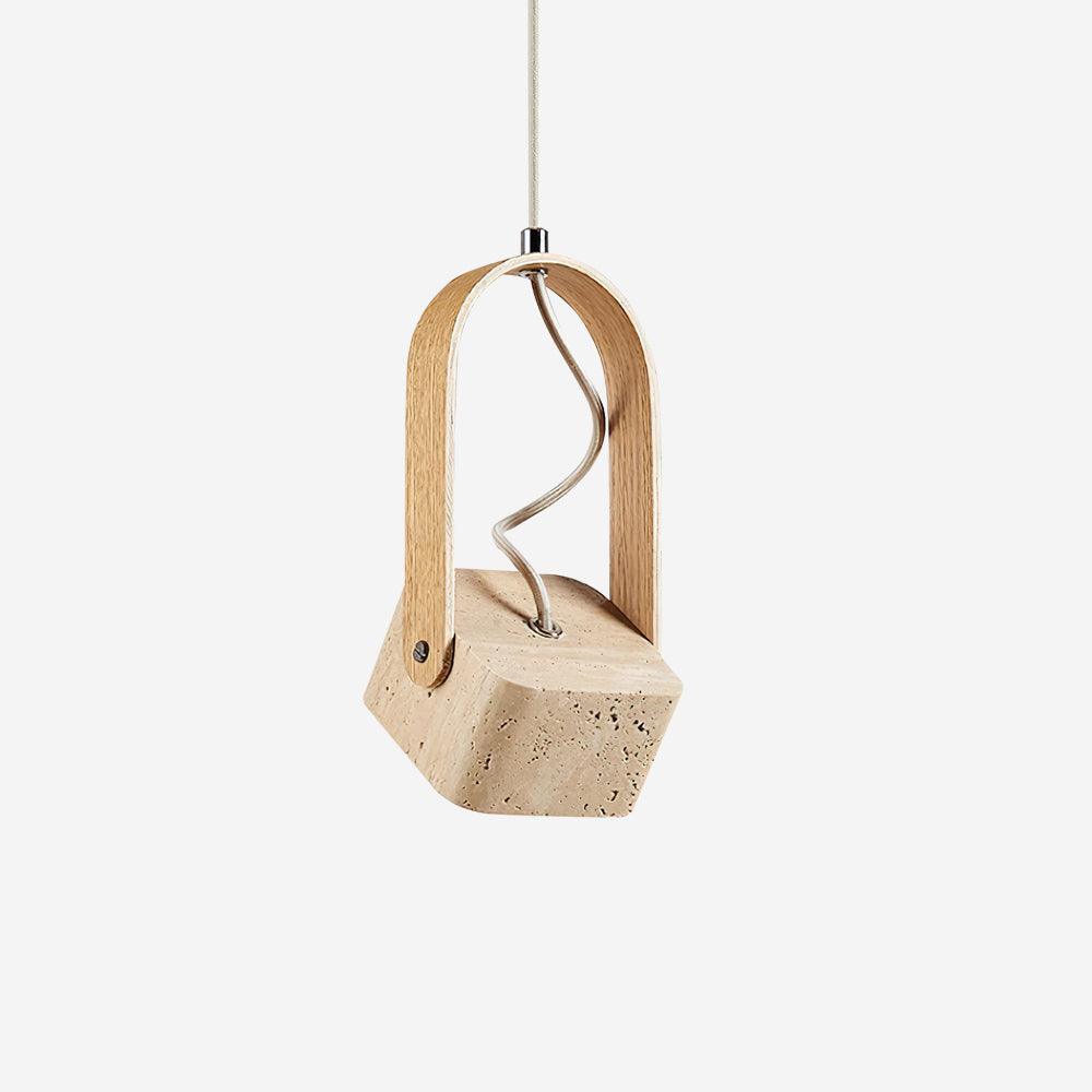 Cesta hanglamp vierkant geel travertin
