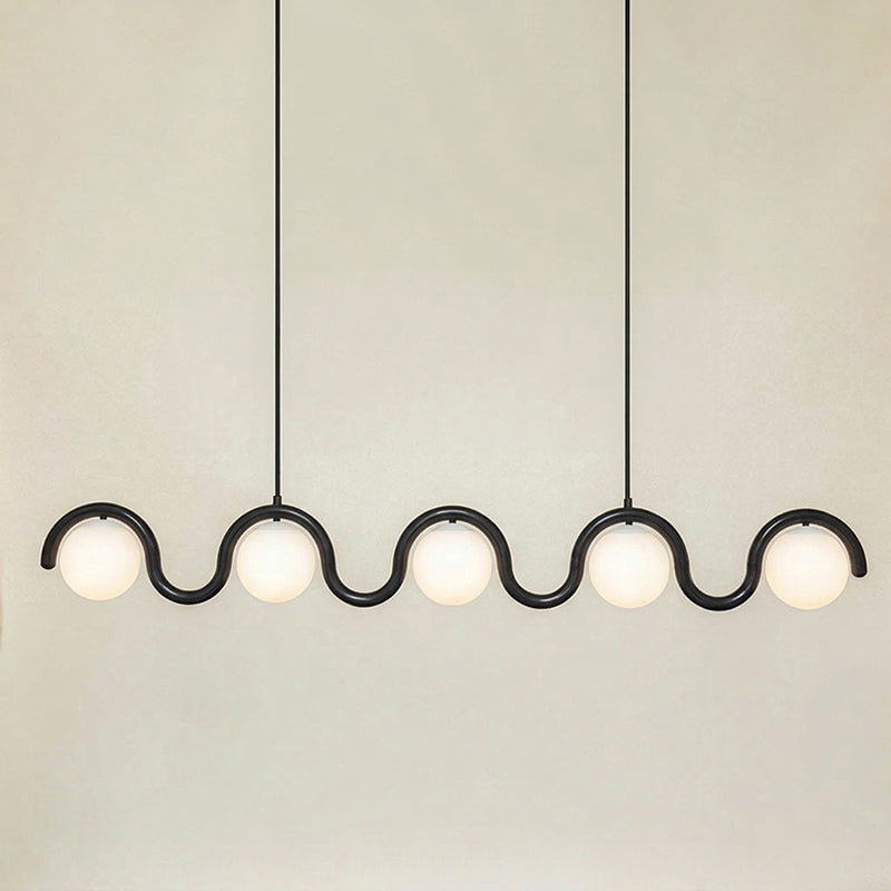 Elowis Lineaire hanglamp met bolvormige lichtpunten
