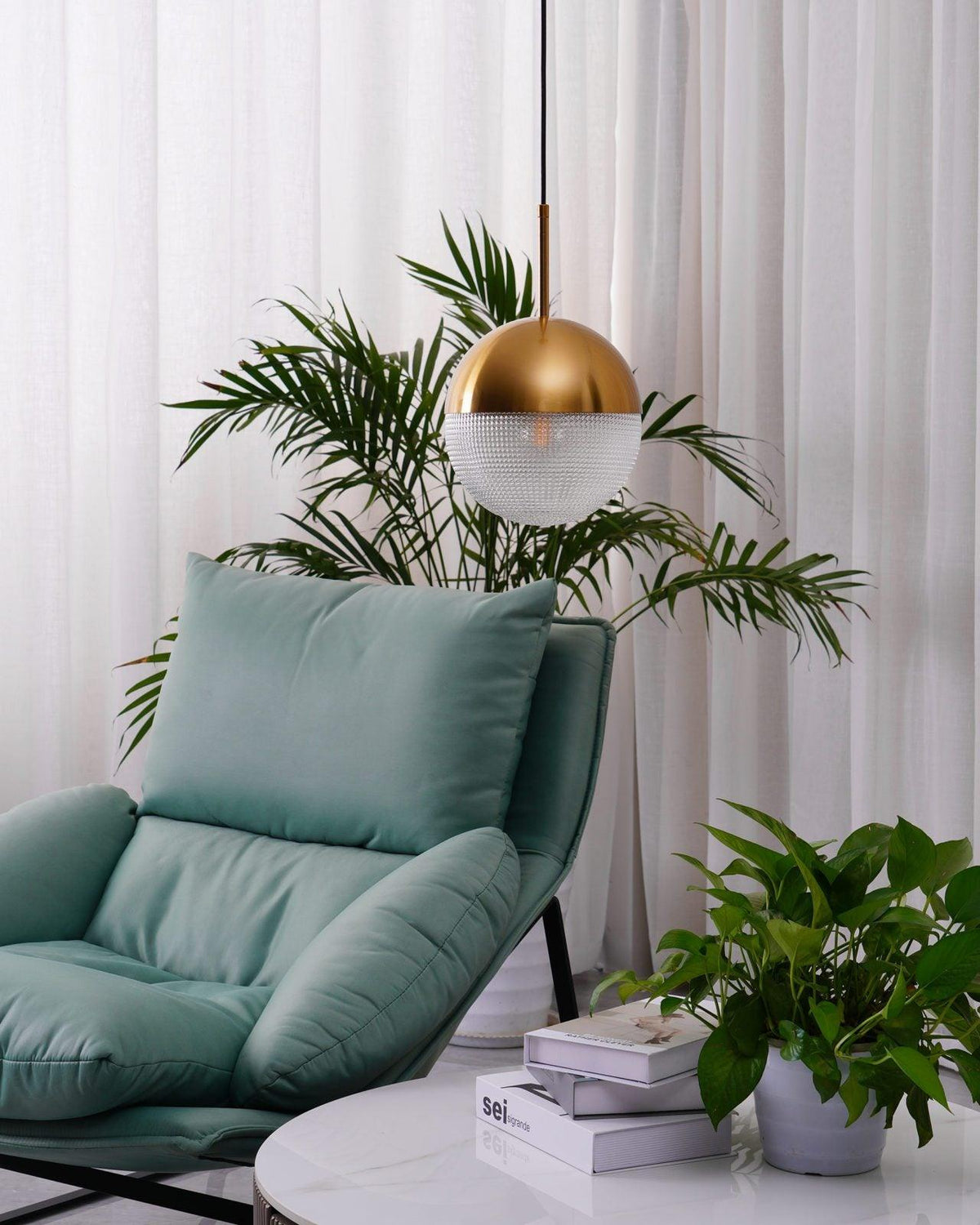 Kevelo Moderne hanglamp van messing glas