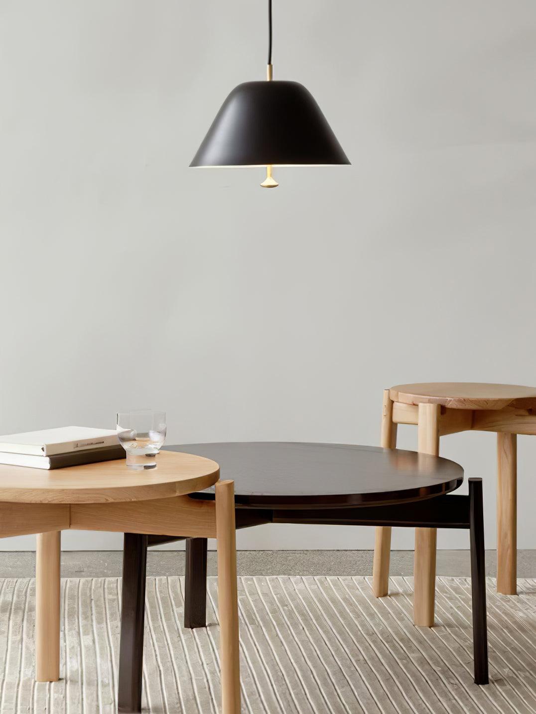 Evir hanglamp met glazen kap, messing afwerking, minimalistisch