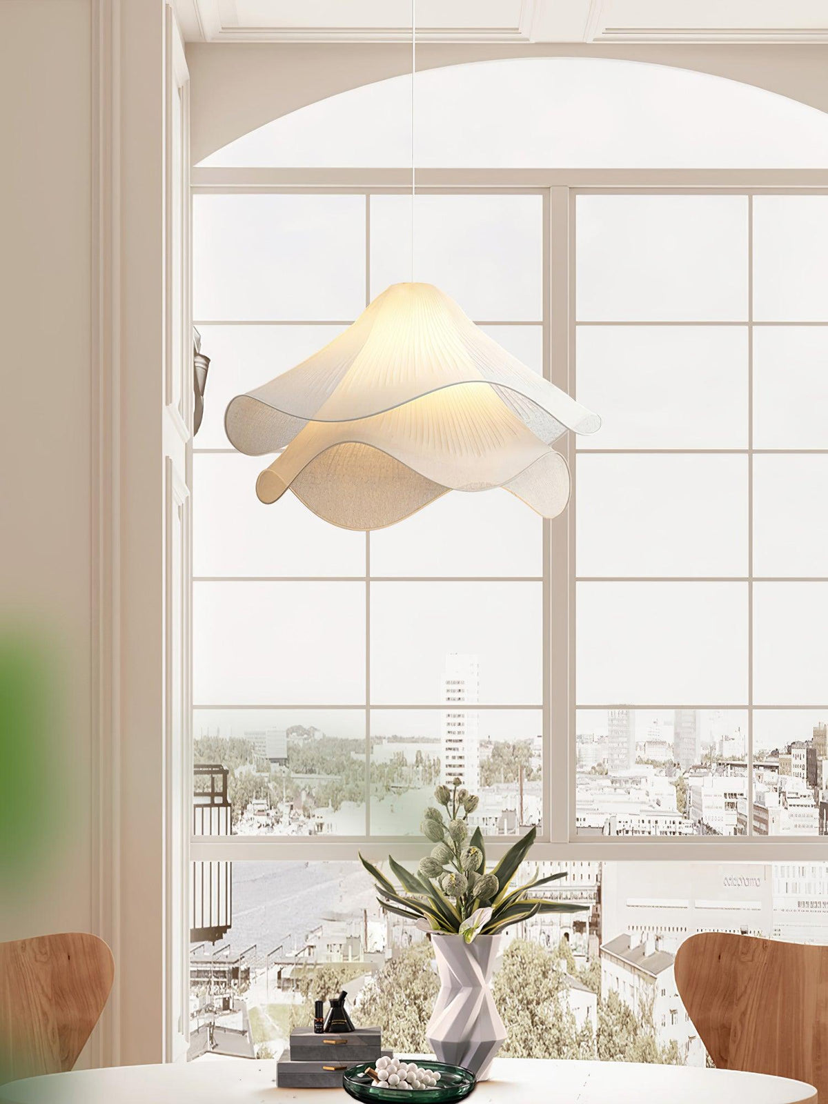 Cirirenne elegante bloemvormige stoffen hanglamp
