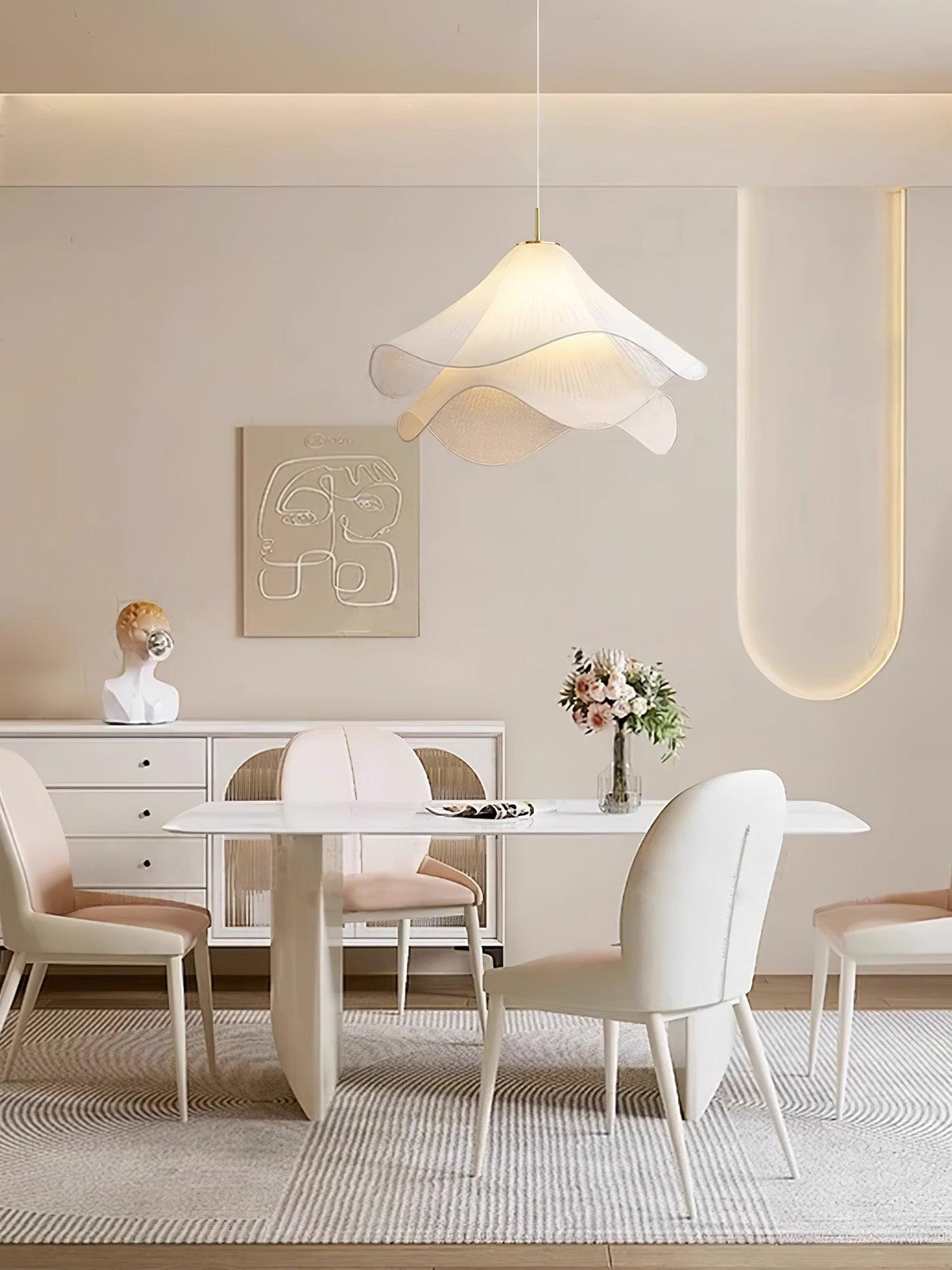Cirirenne elegante bloemvormige stoffen hanglamp