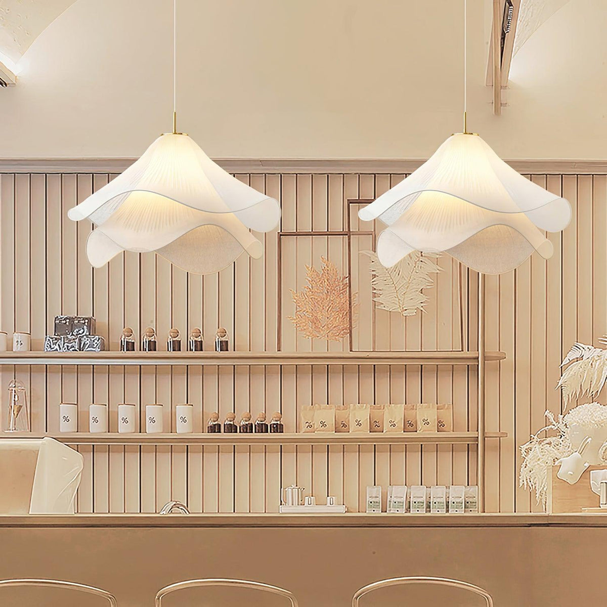 Cirirenne elegante bloemvormige stoffen hanglamp