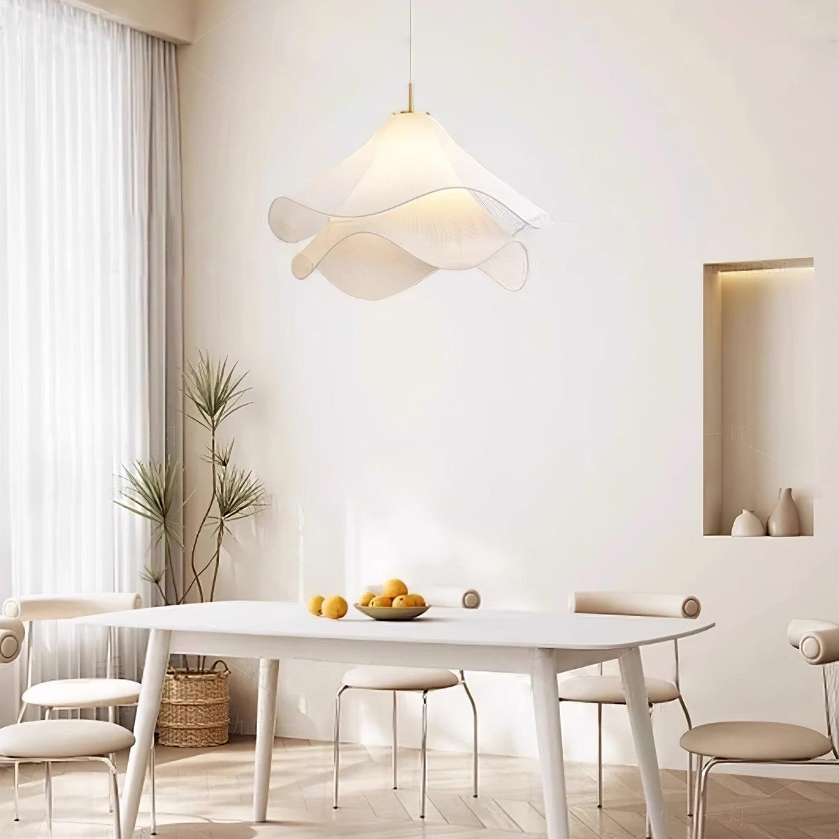 Cirirenne elegante bloemvormige stoffen hanglamp